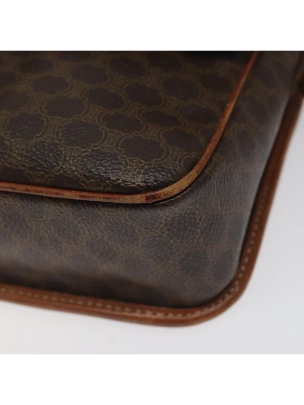 Authentic CELINE Macadam Canvas Circle Shoulder Bag PVC Leather Brown Gold - Picture 6 of 16